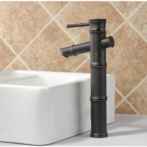 Oil Rubbed Bronze Bamboo Style Single Handle Bathroom Vessel Sink Basin Faucet Mixer Taps anf024