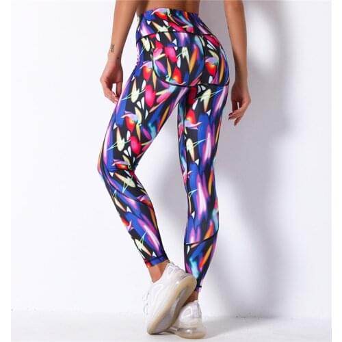 Popular Printed Breathable High Waist Womens Yoga Pants Running Climbing Cycling Boxing Exercise Trousers Colorful Female Pant