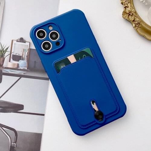 Solid Color New Upgrade Card Bag Case For iPhone 11 12 Pro Max XR XS Max X 7 8 Plus SE2020 Shockproof Soft Silicone Wallet Cover