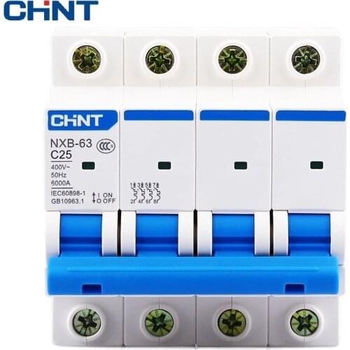 CHNT CHINT NXB-63 4P AC 230/400V Miniature Circuit Breaker C 6 10 16 20 25 32 40 63A Overload Protector DZ47 C Style Air Switch