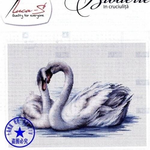 Colorfully fabric Top Quality counted cross stitch kit swan swans lover couple mate cygnus Luca S B2274