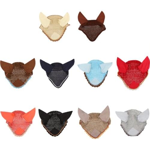 Professional Soft Cotton Hand Crochet Breathable Fly Veil Horse Ear Net With Ears Horse Wear Horse Equipment For Horse