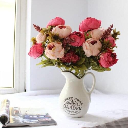 European Style Artificial Silk Peony Flower For Dining Table Party Flower Home Hotel Office Garden Decoration 13heads/bundle