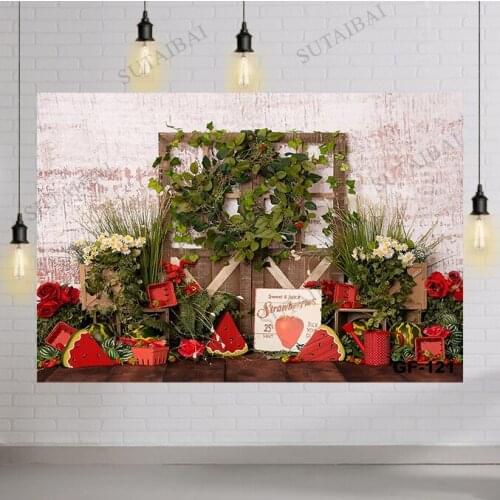 Photography Backdrop Strawberry Watermelon Fruit Farm Flower Birthday Cake Smash Baby Newborn Photo Studio Background