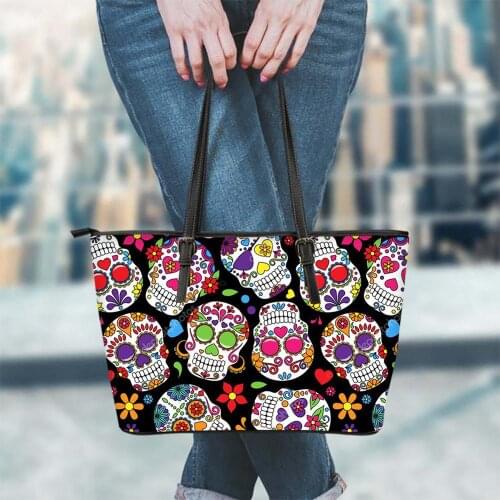 FORUDESIGNS Sugar Skull Pattern Women Handbags Large Capacity Female Pu Leather Crossbody Shoulder Bag Bolsa Drop Shipping 2020
