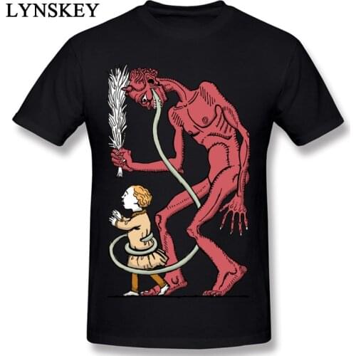 Demon Punishes The Child Summer T Shirt Men Tops Shirts Cotton Black Streetwear Devil Anime Printed T-Shirt