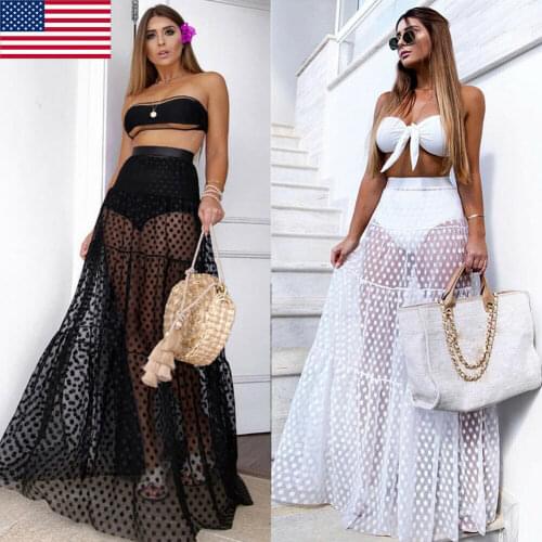 Hot Women Bikini Cover Up Swimwear sexy skirt vadim women Sheer Mesh Skirt Beach korean Maxi Wrap Long pencil skirt female