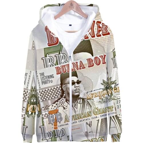 Burna Boy Hoodies 3D Zipper Sweatshirt Coat Men/women Casual Fashion Clothes Hoodies Harajuku Hip Hop Sweatshirts 3D Hoodies