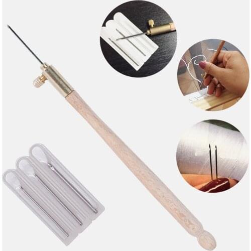 Embroidery Punch Needle with 3 Needles Punch Pen Embroidery Cross Stitch Craft Kit French Crochet for Sewing Knitting