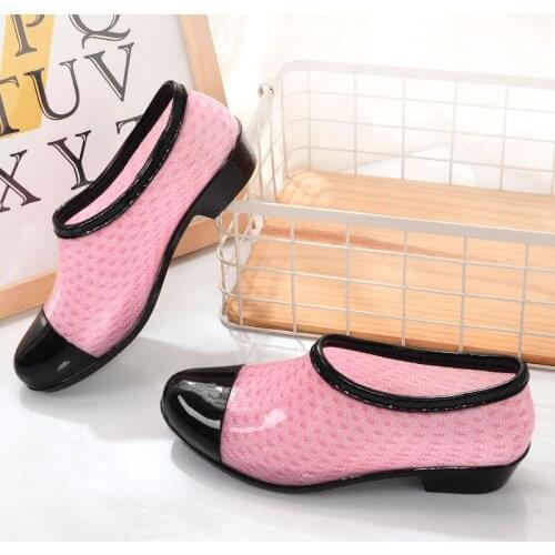 Summer Fashion Waterproof Women Rain Boots Colorful Fashion Ladies Low Heels Rainboots Slip on Women Boots