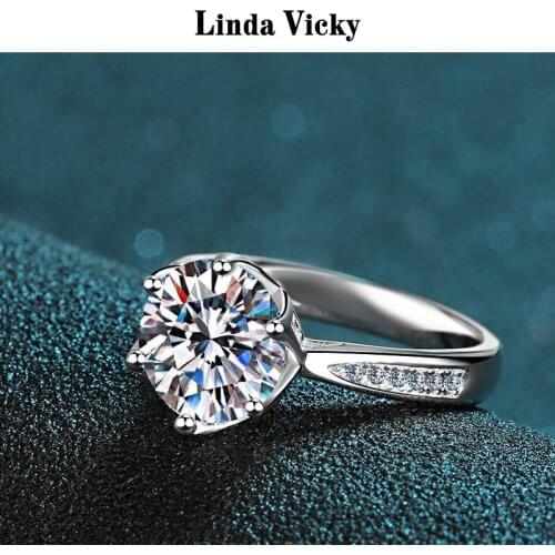 LINDA VICKY 3ct Women 925 Silver Moissanite Ring Excellent Cutting Hexagonal Jewelry Precious Gift Engagement Fine Jewelry Rings