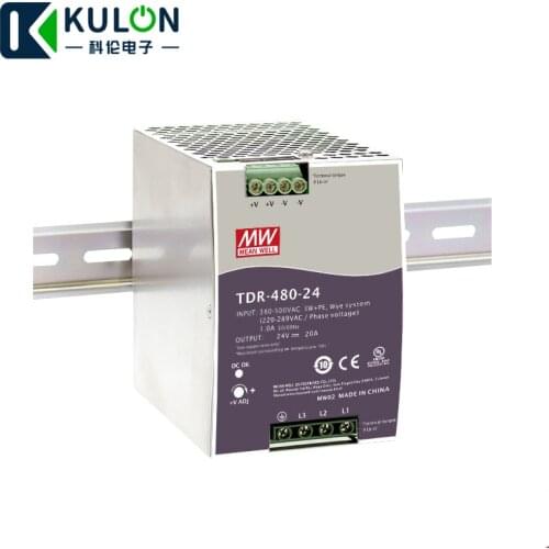 MEANWELL TDR-480-24 340-550VAC wide range input to DC three Phase Industrial DIN RAIL switching power supply 480W 24V 20A