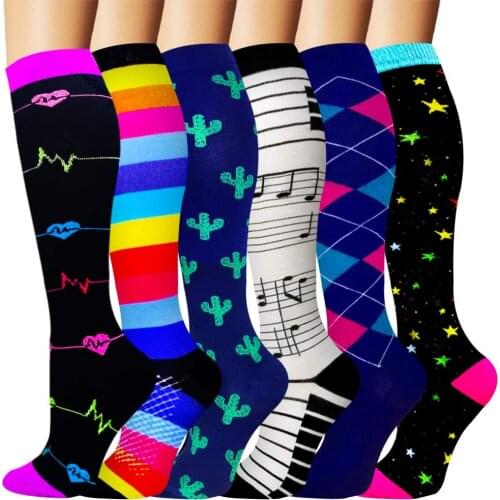 Compression Socks Running Sports Happy Compression Stocking Men Women for Anti Fatigue Pain Relief Knee High Compression Socks