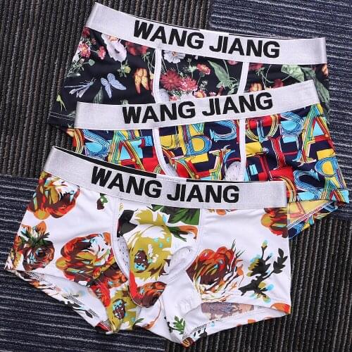2021 Mens Ice Silk Underwear New Mesh Breathable Thin Mid-Waist Boxers Large Size Printed Bullet Separation Underpants