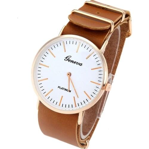 New GENEVA PU Leather wristwatch MEN Minimalist Watch WOMAN Vintage Fashion casual dress watch Belt Bracelet