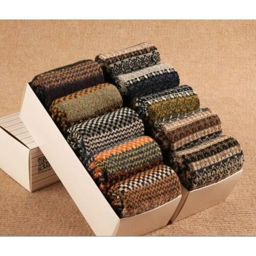 5Pairs New Witner Socks Women Men Sock Thick Warm Wool Socks Retro Style White Gray Christmas Gift Free Size Dropshipping