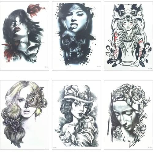 NEW Fashion Sexy Girl wirh a Cigarette Flash Waterproof Tattoo Women Henna Sexy Temporary Tattoo 21X15 CM