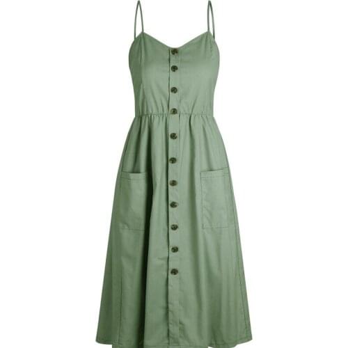 2020 New Boho Off-shoulder Party Beach Sundress Long Dresses Plus Size Summer Women Button Decorated Print Dress Gift