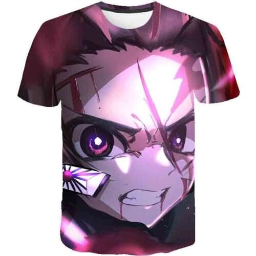 2021 New Demon Slayer sword blade character costume 3D-printed kids anime graphic Harajuku best-selling T-shirt men clothing
