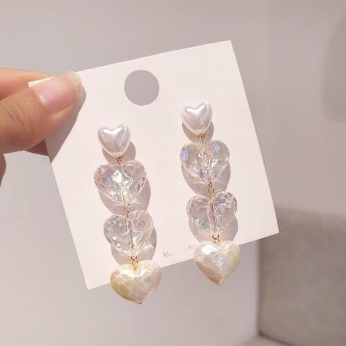 New Korea Japan Elegant Imitation Shell Flower Earrings For Women Sweet Transparent Petal Crystal Earring Party Jewelry