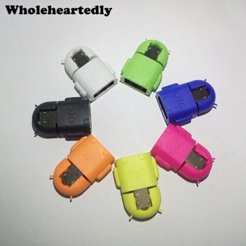 Wholesale Portable Multi Color Robot Shape Android Micro USB To USB Converter OTG Adapter For Android Tablet PC Smart Phone