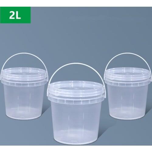 Food Grade 2L plastic pail with handle and Lid Round bucket container for Food,biscuit,popcorn,paint 1PCS