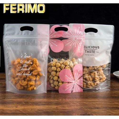 LBSISI Life 10pcs Nougat Candy Plastic Zippe Bags Hand Made Cookie Gift Packaging Self Stand Biscuits Chrismas Wedding Favor Bag