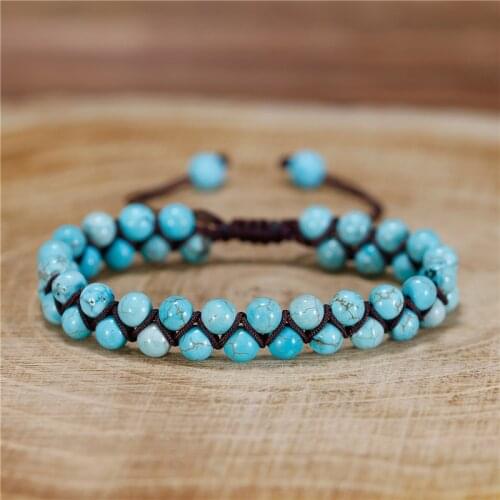 6mm Natural Stone beaded Braided Bracelets Boho Macrame Bracelet Gemstones beads Wrap Bracelet Handmade Jewelry Dropshipping