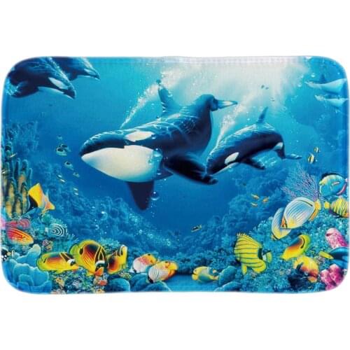 Underwater Tropical Fish Doormat Cute Shark Home Indoor Outdoor Door Mats Soft Lighteness Short Plush Fabric Bathroom Mat