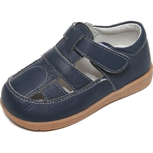 Baby boys sandals genuine leather white navy closed toe 2019 summer new durable popular antislip soft sole comfortable SandQ