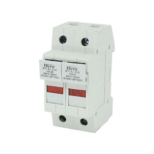 SENKA ELECTRIC 380VAC 32A 2-Pole 2P 10x38mm Fuse Link Holder Base RT18-32 w LED Indicator