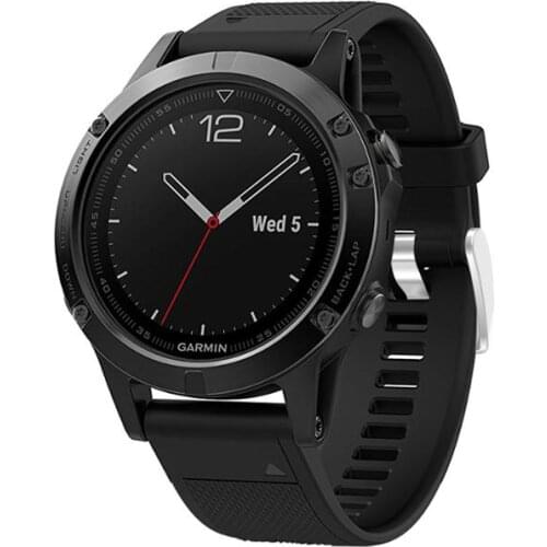 Garmin Fenix 5 Watch Band Easy Fit 22mm Width Silicone Smart Watch Replacement Bands Sport Watch Band With Mental Clasp