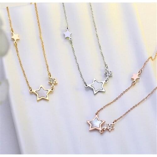Somsoar Jewelry Shell Star Stainless Steel collarbone chain necklace as Valentines day Gift 10pcs/lot