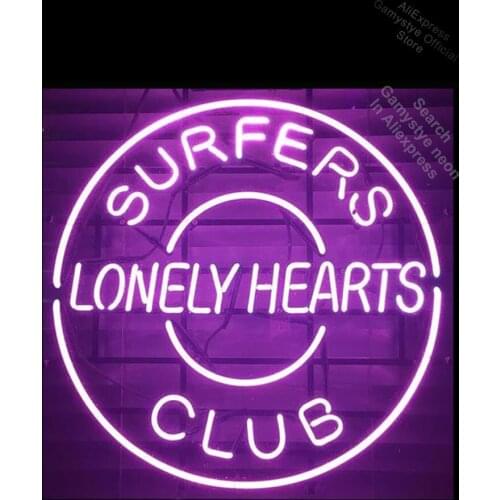 Surpers Lonely Hearts Club Neon Sign Brand REAL GLASS Store Wall Displays Lamparas De Neon Professional Logo Designers Bar Signs