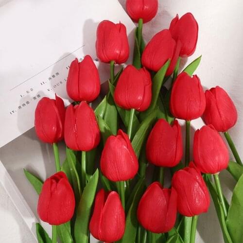 Tulips Artificial Flower Real Touch Tulipe Flowers Fake Flowers For Party Wedding Decoration Flowers Christmas Home Garden Decor