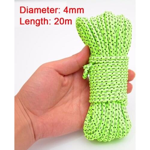 20M Outdoor Climbing Safety Rope 4mm Diameter High Strength Survival Paracord Safety Rope Cord Hiking Tree Wall Climbing Gear