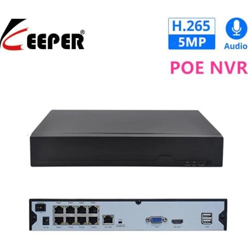 KEEPER H.265 5MP POE NVR for 8CH 2MP/5MP Security Video Recorder H.265 Motion Detect ONVIF P2P CCTV NVR
