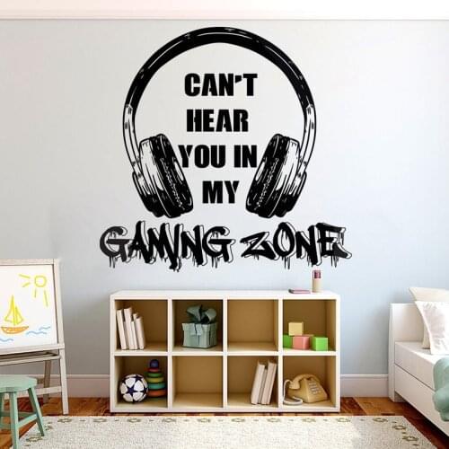 Can't Hear You In My Gaming Zone Wall Decor Headphones Video Gamer Vinyl Sticker Personalized Gifts Kids Bedroom Art Deco 2269