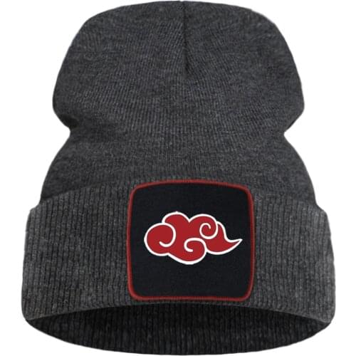 Red Cloud Naruto Akatsuki Skullies Hat Unisex Hip Hop Knitted Hats Breathable Cotton Beanie Caps Warm Cotton Mens Winter Hat