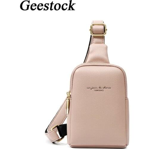 Geestock Womens Chest Pack Bag for Fashion Luxury Leather Hip Hop Banana Belt Bag Small Crossbody Waist Bags Shoulder Bag