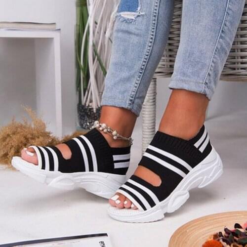 Platform Woman Sandals 2020 Slip On Flat Shoes Women Sneakers Flats Walking Ladies Sandals Knitting Sock Sneakers