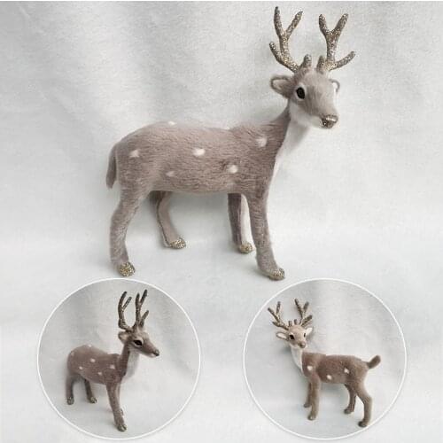 1 Pc Plush Simulation Christmas Reindeer Standing Xmas Elk Deer Dolls New Year Party Decor Ornament Gift Garden Miniatures Props