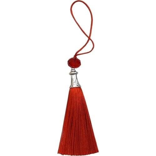 10Pcs/lot Boho Acrylic Beads Red Purple Blue Black Thread Long Tassel Charm Pendants For Keychains Necklace DIY Jewelry Making