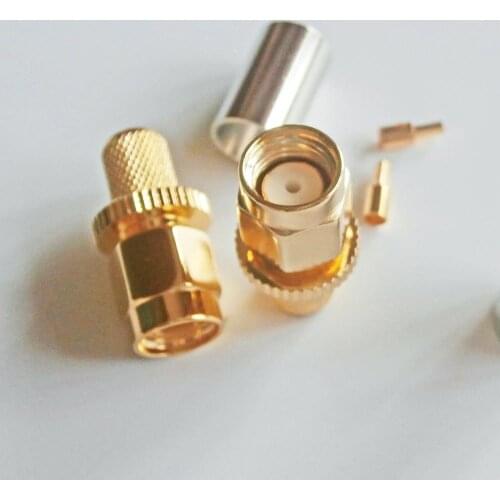 1X Pcs RPSMA RP-SMA RP SMA Male Crimp for RG8X RG-8X RG59 LMR240 Cable Plug Gold Plated Coaxial RF Connector Adapters