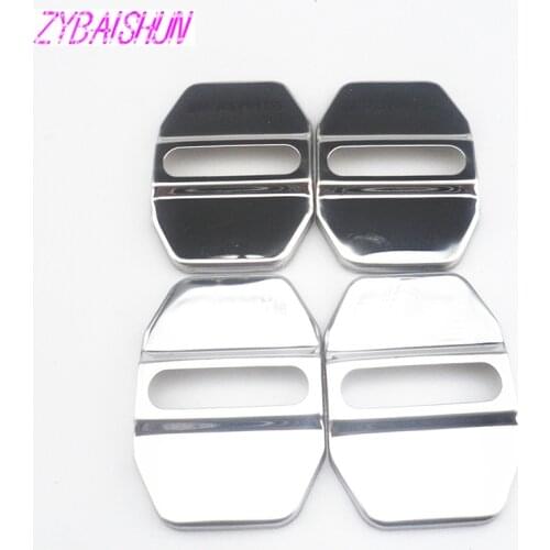 4 pieces / set. 3D Sticker Stainless Steel Car Door Lock Buckle Cover Decoration for Mercedes Benz with AMG Logo