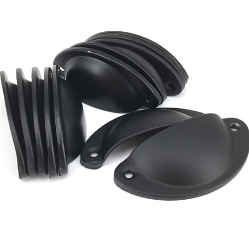 8.2cmx3.5cm Retro Black Kitchen Cabinet Drawer Dresser Shell Handle Knob Cup Bin Pull