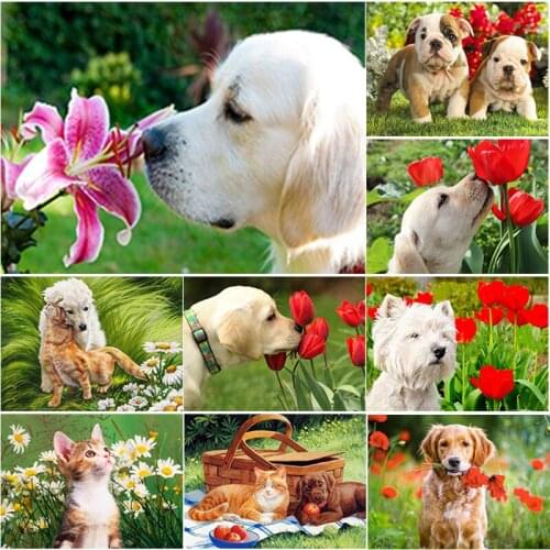 New 5D DIY Diamond Painting Full Square Round Drill Dog Diamond Embroidery Animal Cross Stitch Crafts Home Decor Manual Art Gift
