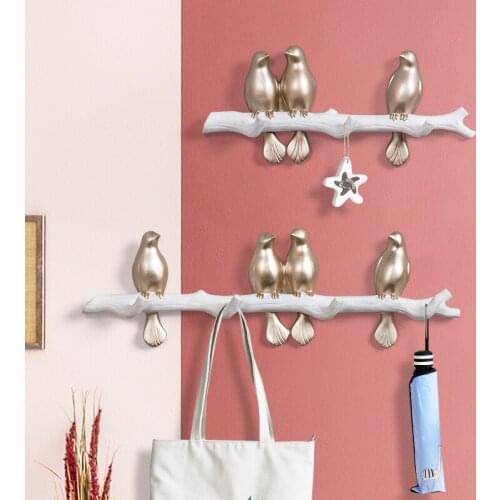 AMERICAN 3D CUTE RESIN BIRD WALL HANGERS ORNAMENTS PORCH COAT BAG HOOK RACK CRAFTS HOME LIVINGROOM WALL STICKER MURAL DECORATION