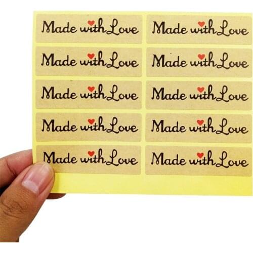 Free Shipping 1000 Pcs/lot Cute Vintage Made With Love Stickers Baking Seal Sticker DIY Gift Product Sealing Label Sticker