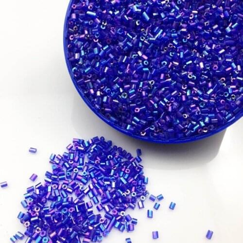 16g 1000X 2*3mm AB Royal Blue Color Transparent Tube Loose Spacer Beads Cezch Glass Seed Beads Handmade Jewelry DIY Garment Bead